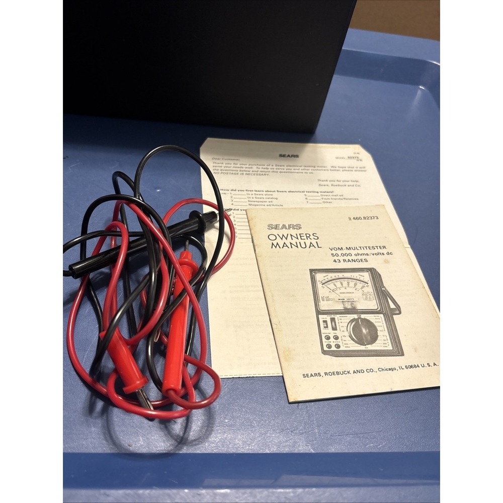 Sears 82373 Analog Multimeter VOM Tester w Manual Leads Micronta Case - Picture 7 of 13